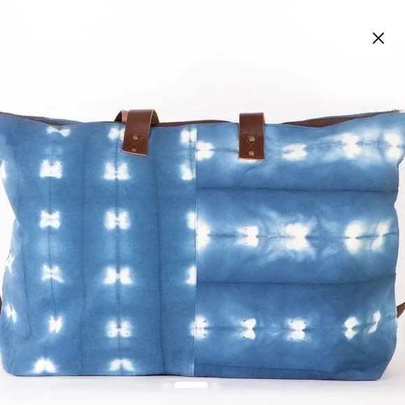 Lovestitch Blue and Brown Travel Bag with Leather Accents - Picture 7 of 7